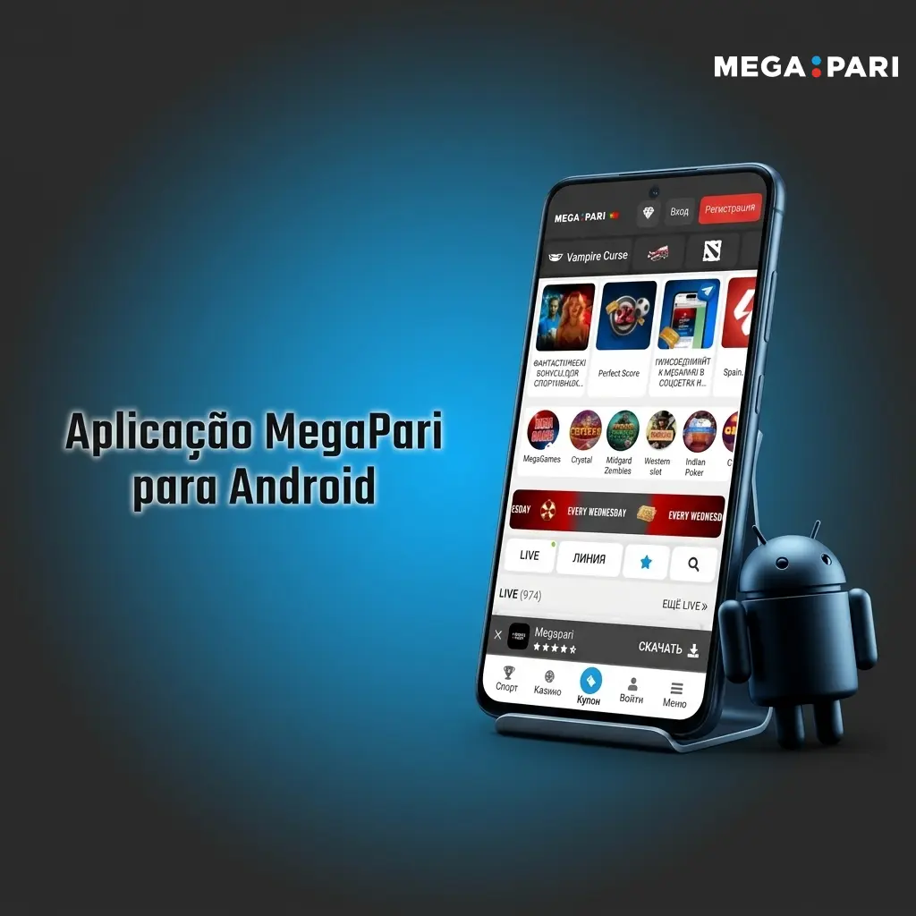 Aplicação MegaPari para Android disponível para download gratuito com apostas e casino online em qualquer lugar