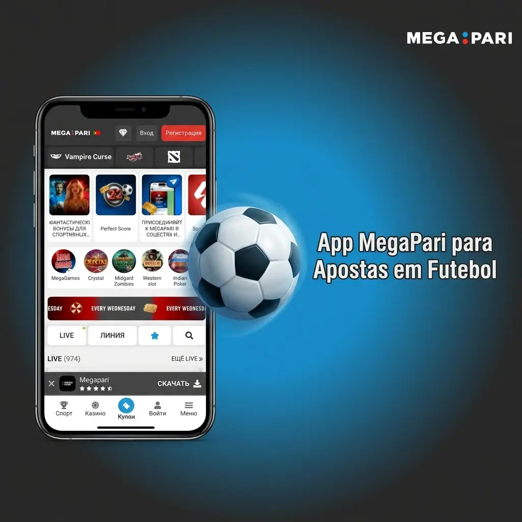 App MegaPari para apostas em futebol disponível para Android e iOS com mercados ao vivo e pré-jogo