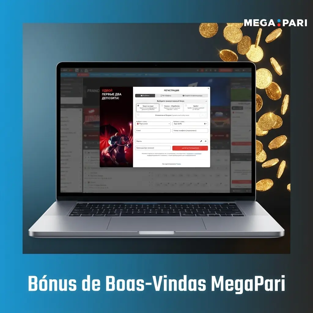 Tabela do bónus de boas-vindas MegaPari com 100% no 1.º depósito e 50% no 2.º, até 300 EUR no total