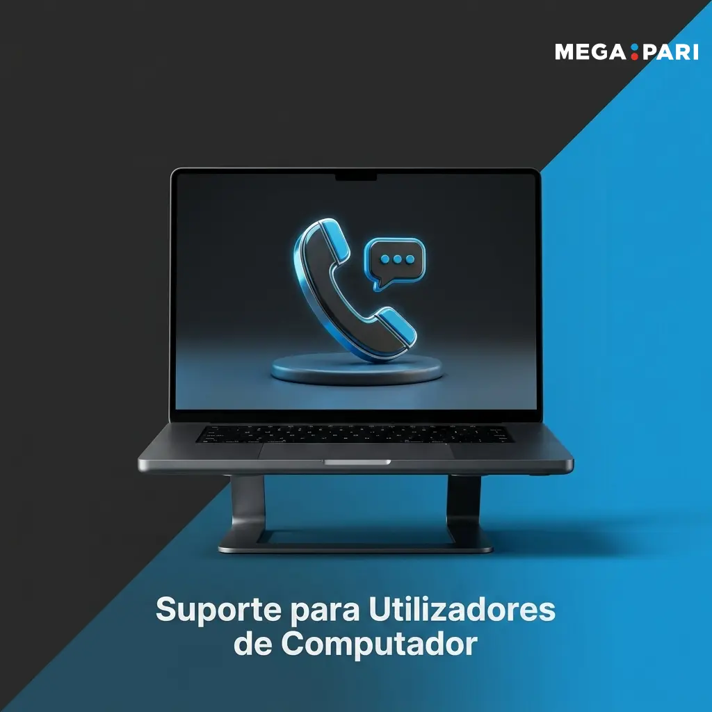 Suporte ao cliente MegaPari disponível 24/7 para utilizadores de PC via chat, e-mail e redes sociais
