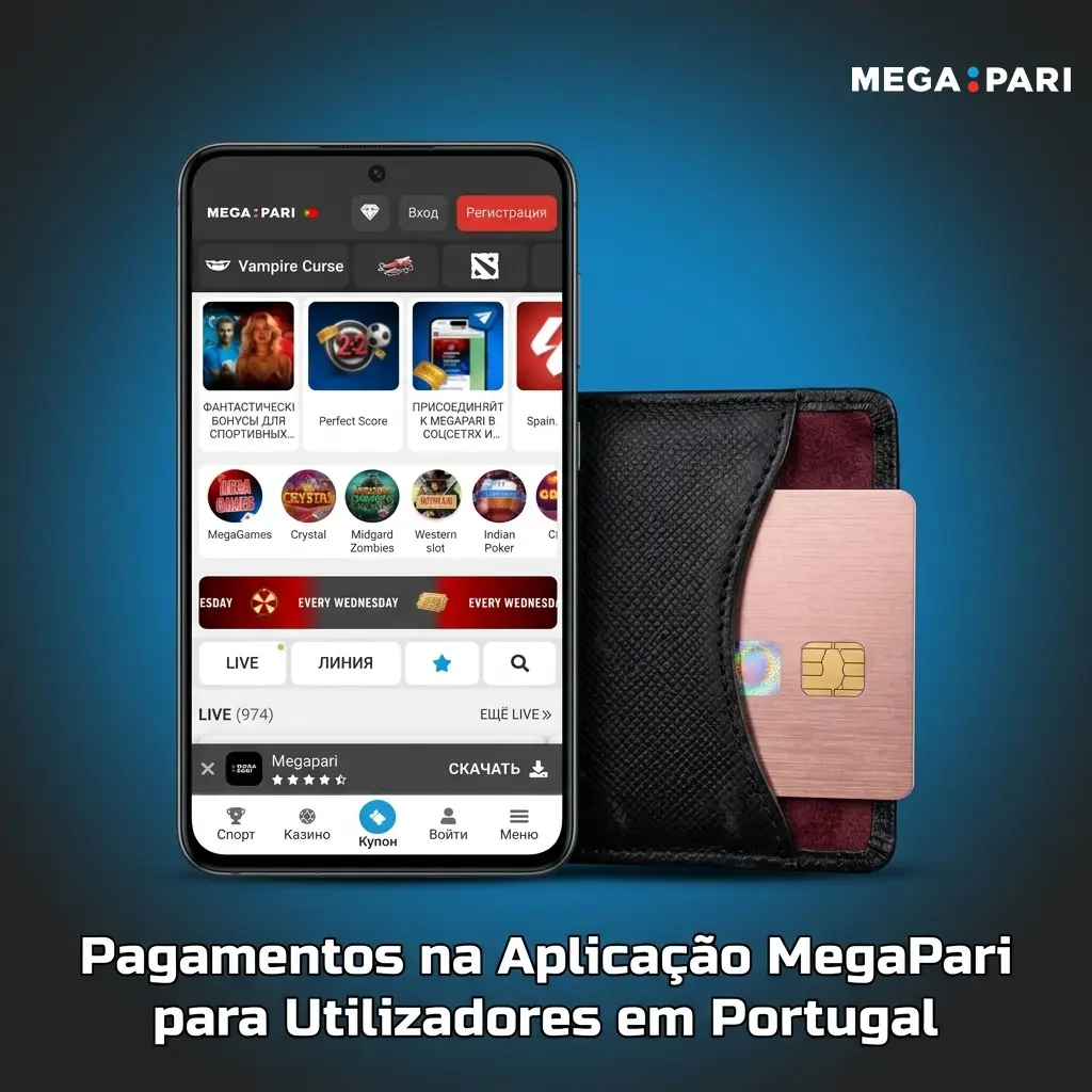 Métodos de pagamento na app MegaPari para Portugal: MB Way, Multibanco, Visa, Mastercard, Skrill e mais
