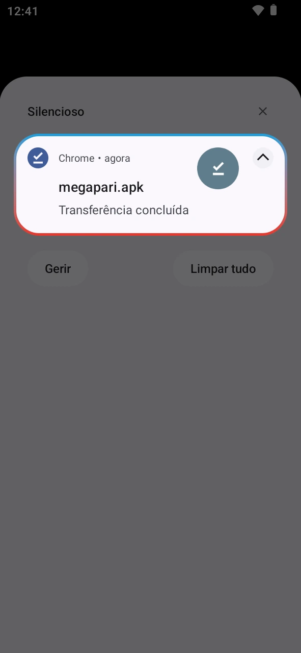 Baixa o ficheiro novo para atualizar a aplicação MegaPari.