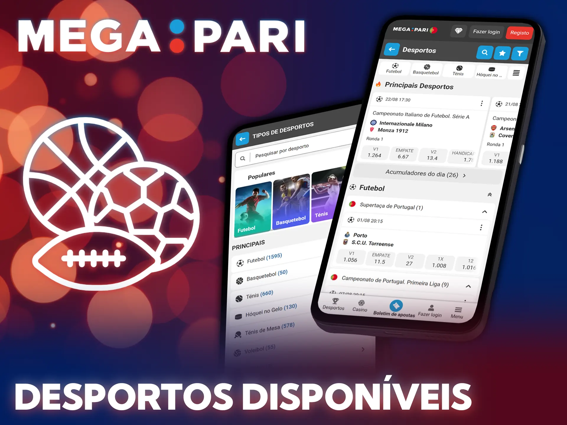 Faz as tuas apostas desportivas diretamente na aplicação da MegaPari.