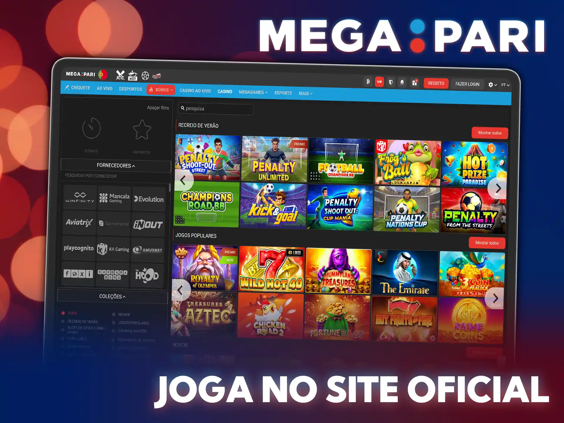 Aposta online caso não utilizes a aplicação para PC da MegaPari.