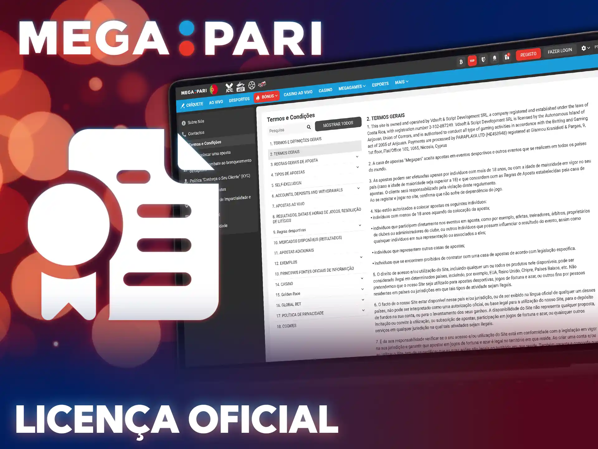 Jogue com segurança num site legal de apostas desportivas do MegaPari.