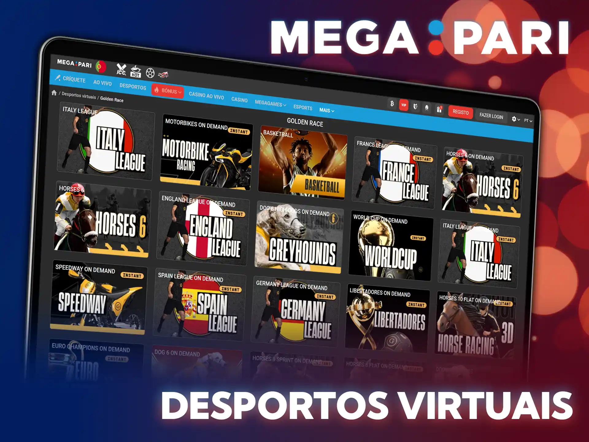 Explore as apostas desportivas virtuais e ganhe prémios no MegaPari.