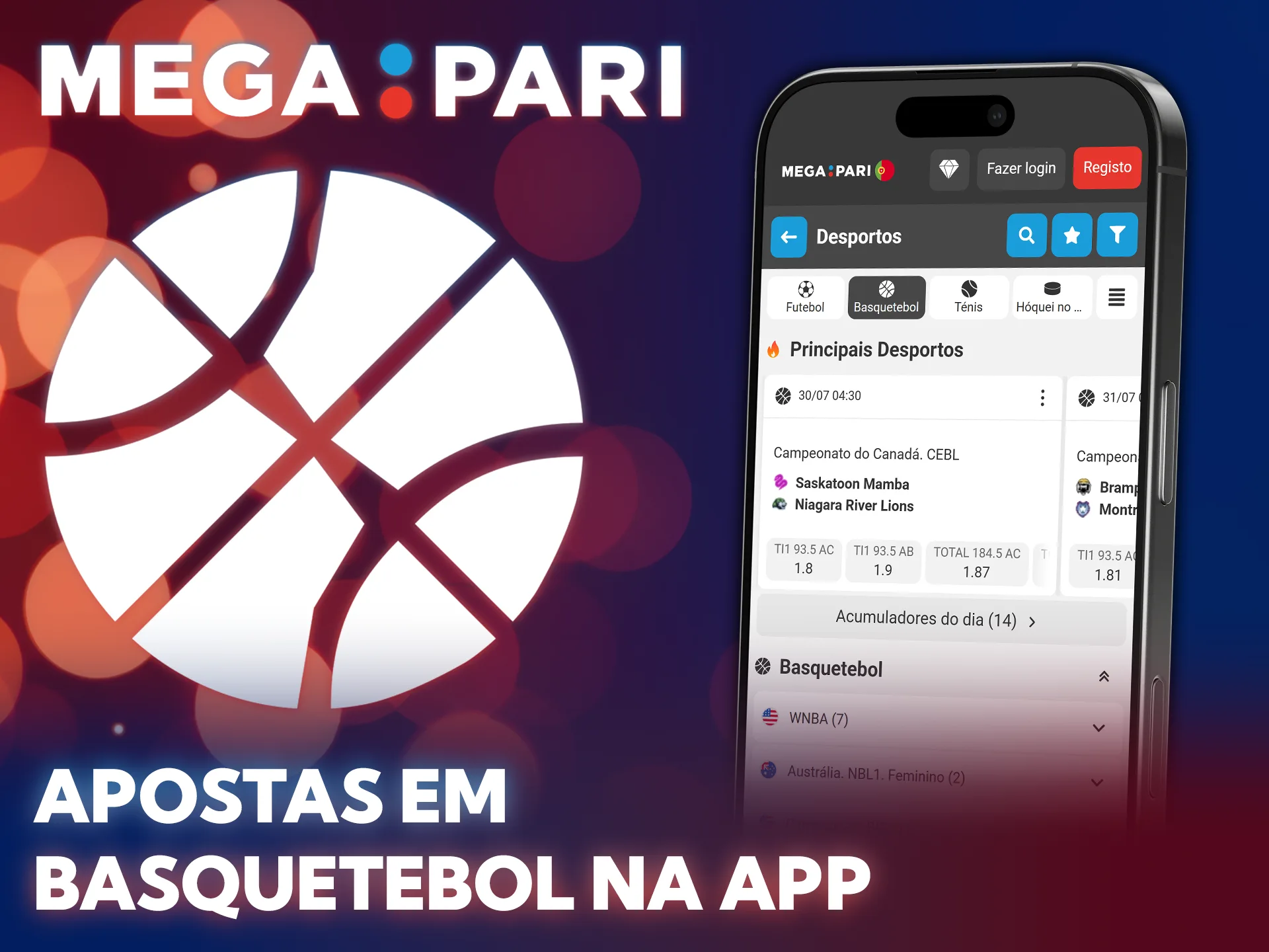 Instale a app da MegaPari para fazer as suas apostas em basquetebol.