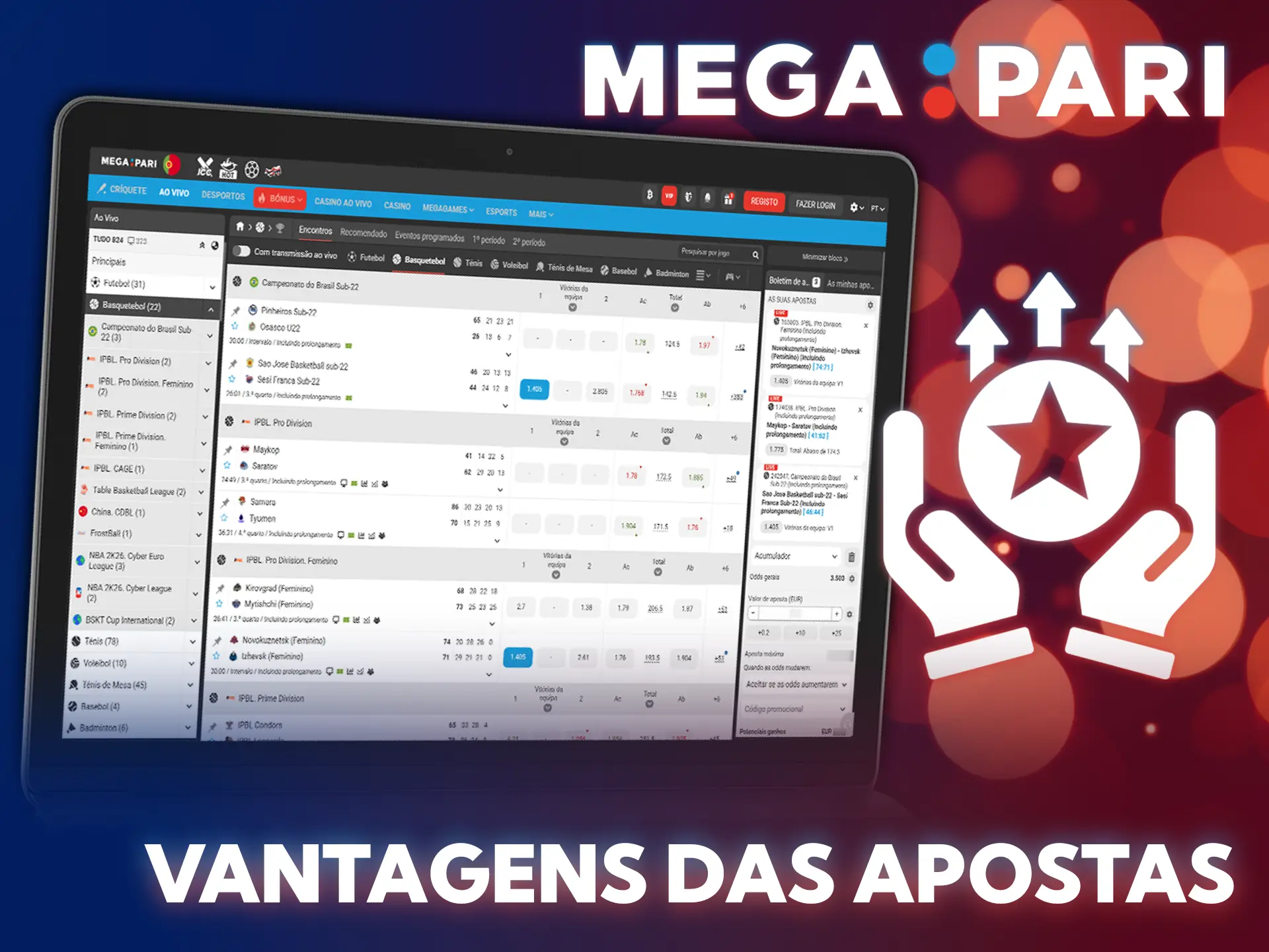 Aproveite as excelentes condições da MegaPari para fazer apostas em basquetebol.