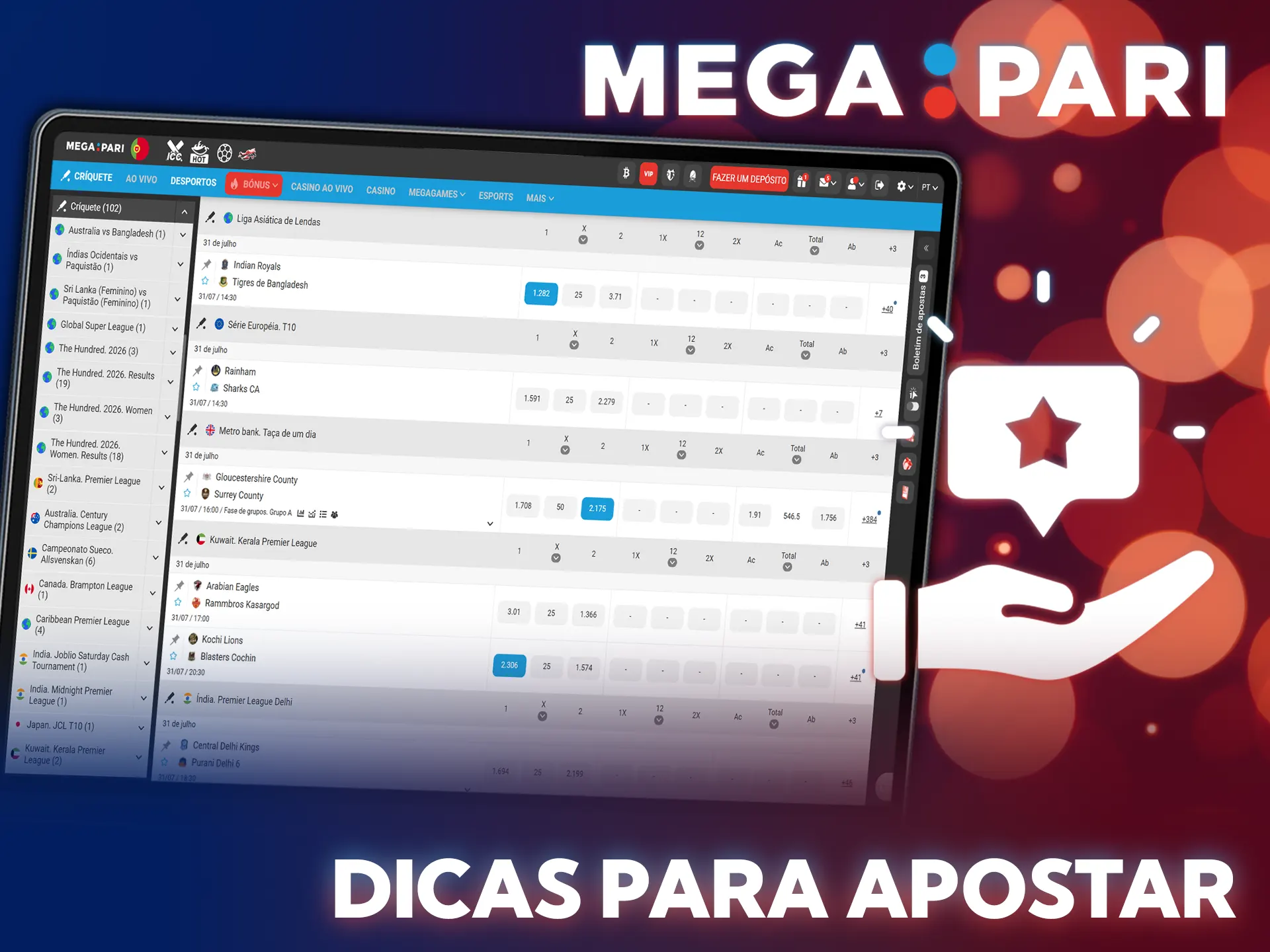 Segue as melhores dicas para venceres no críquete com a MegaPari.