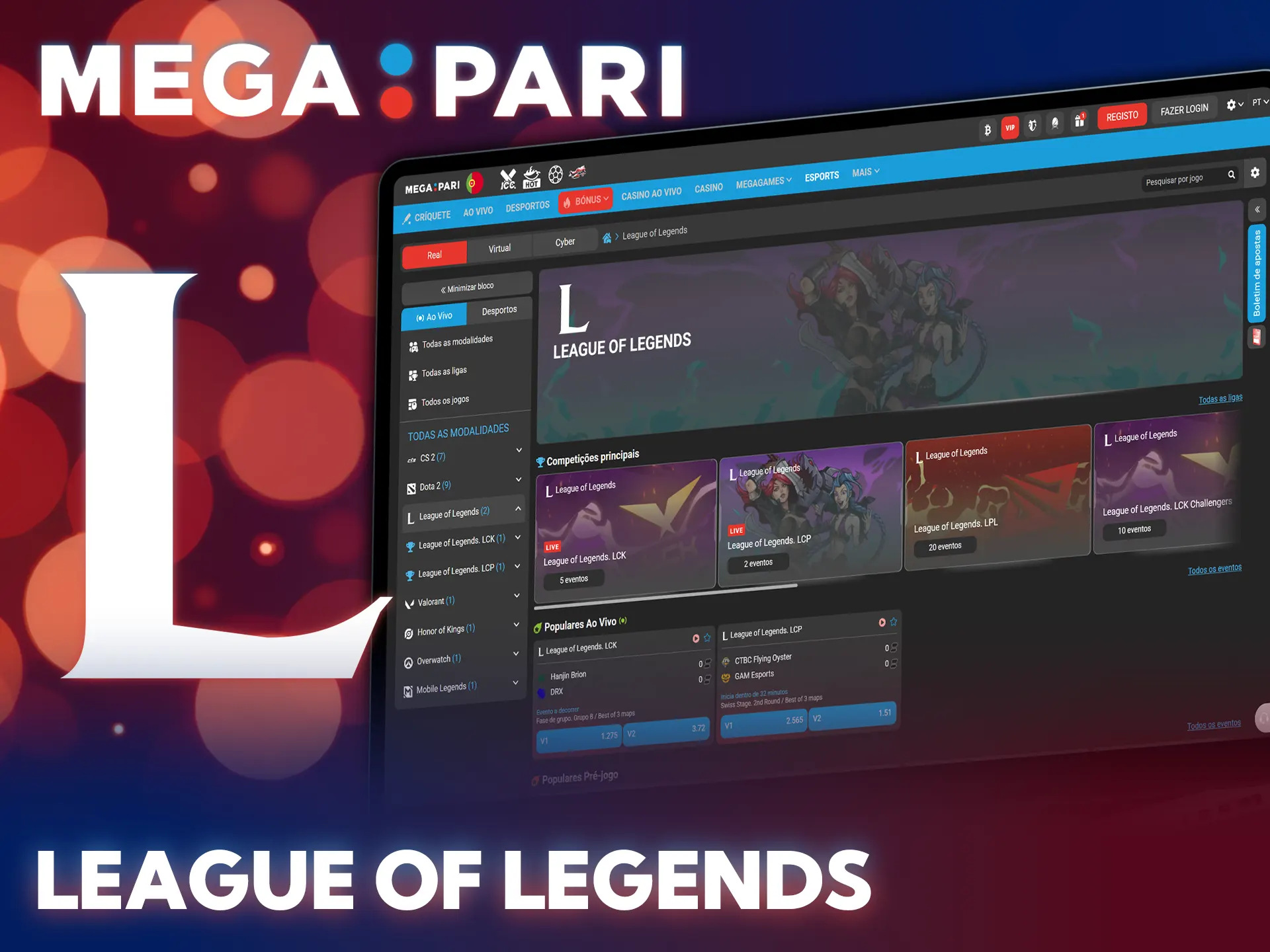 Diverte-te a apostar no esports League of Legends através da MegaPari.