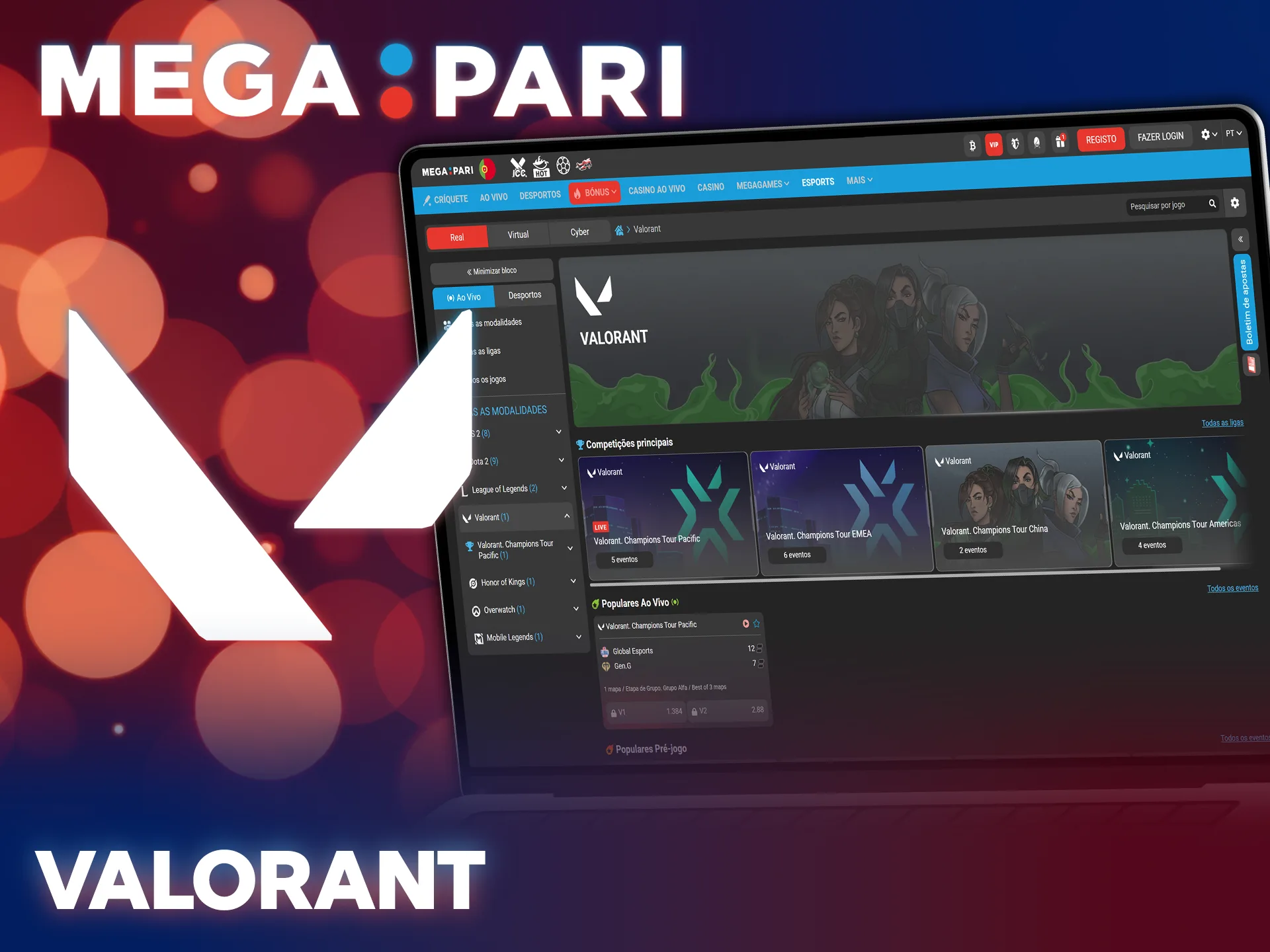 Tenta a sorte no esports Valorant com as odds da MegaPari.