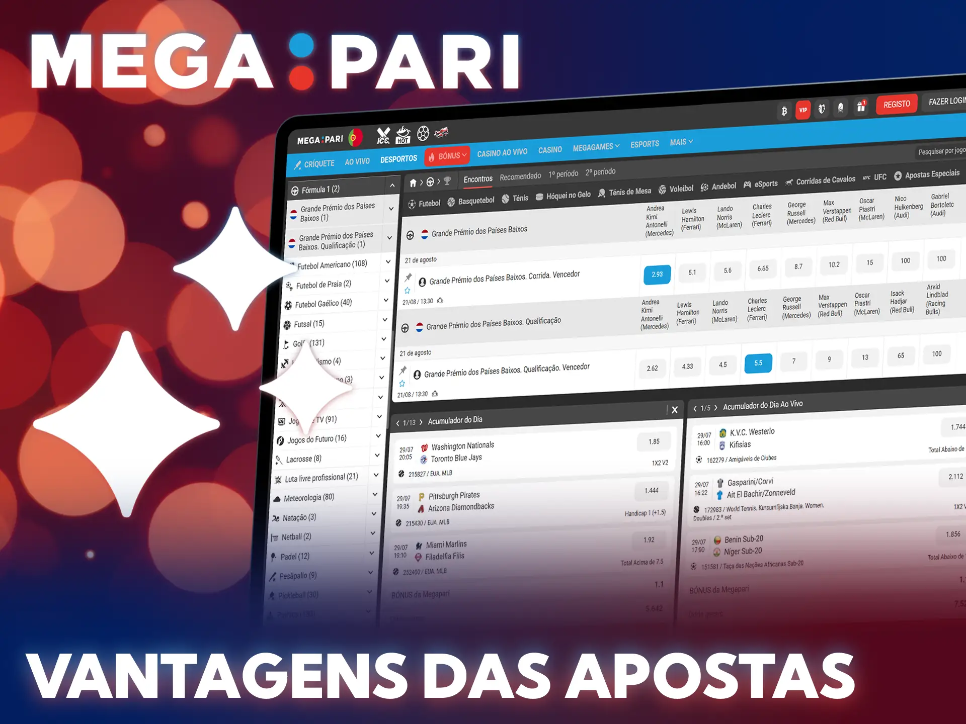 Aproveite excelentes benefícios na MegaPari ao fazer apostas em F1.