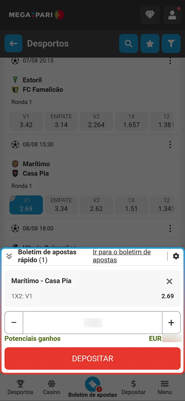 Confirme o seu boletim na MegaPari ao apostar em futebol.