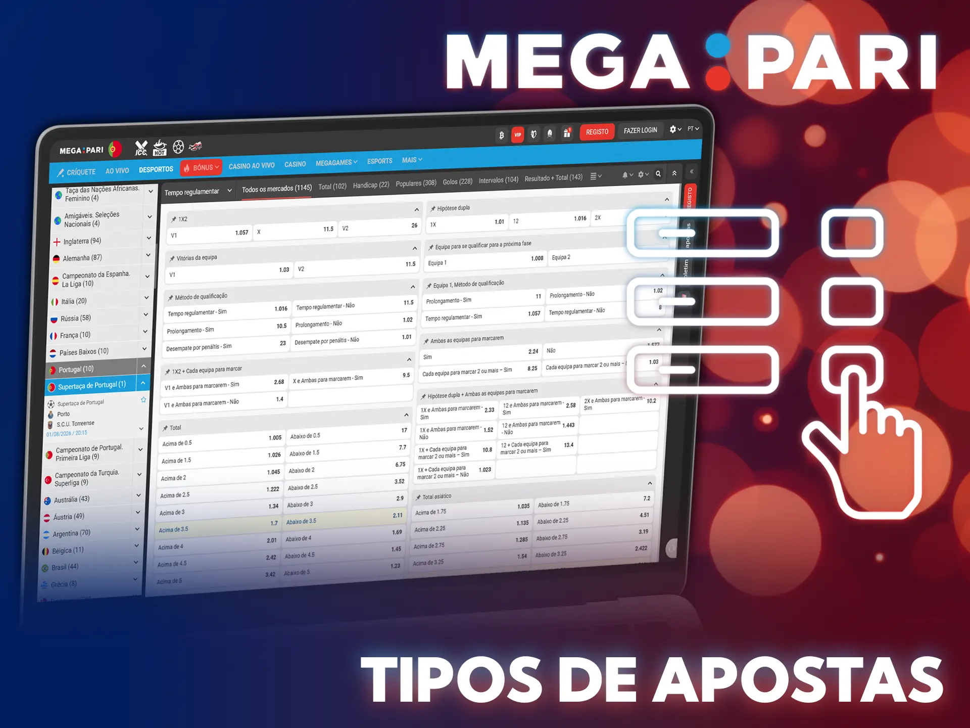 Explore os diversos mercados de futebol na MegaPari e ganhe muito.