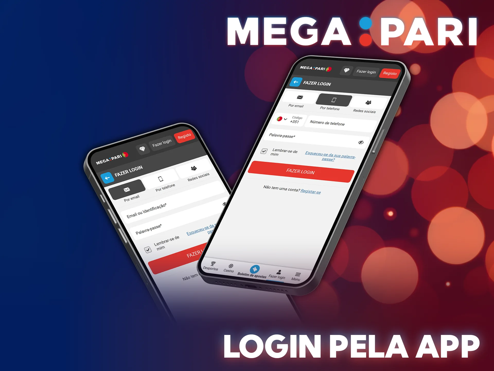Abra o aplicativo para iniciar sessão na MegaPari em qualquer lugar.