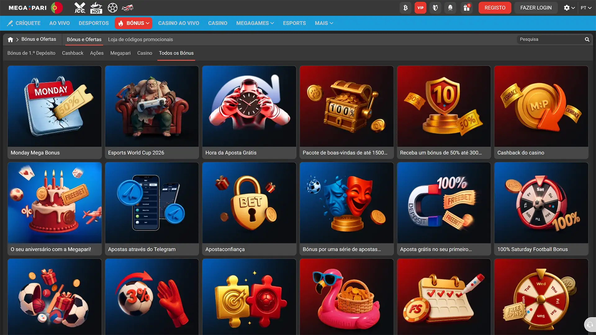 Reivindique excelentes bónus na interface prática da MegaPari sem demoras.