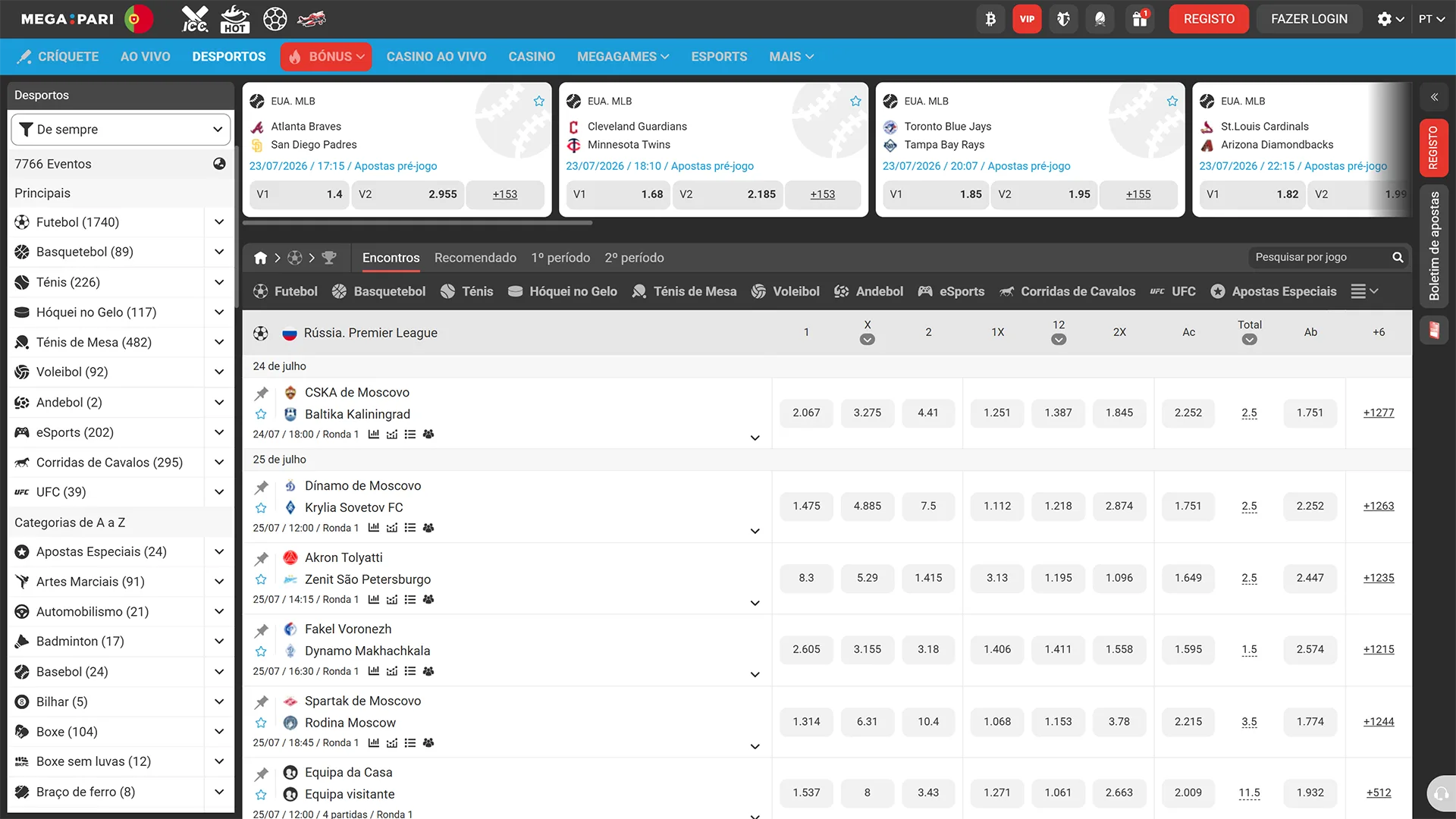 Faça apostas em desportos usando a interface dinâmica da casa MegaPari.