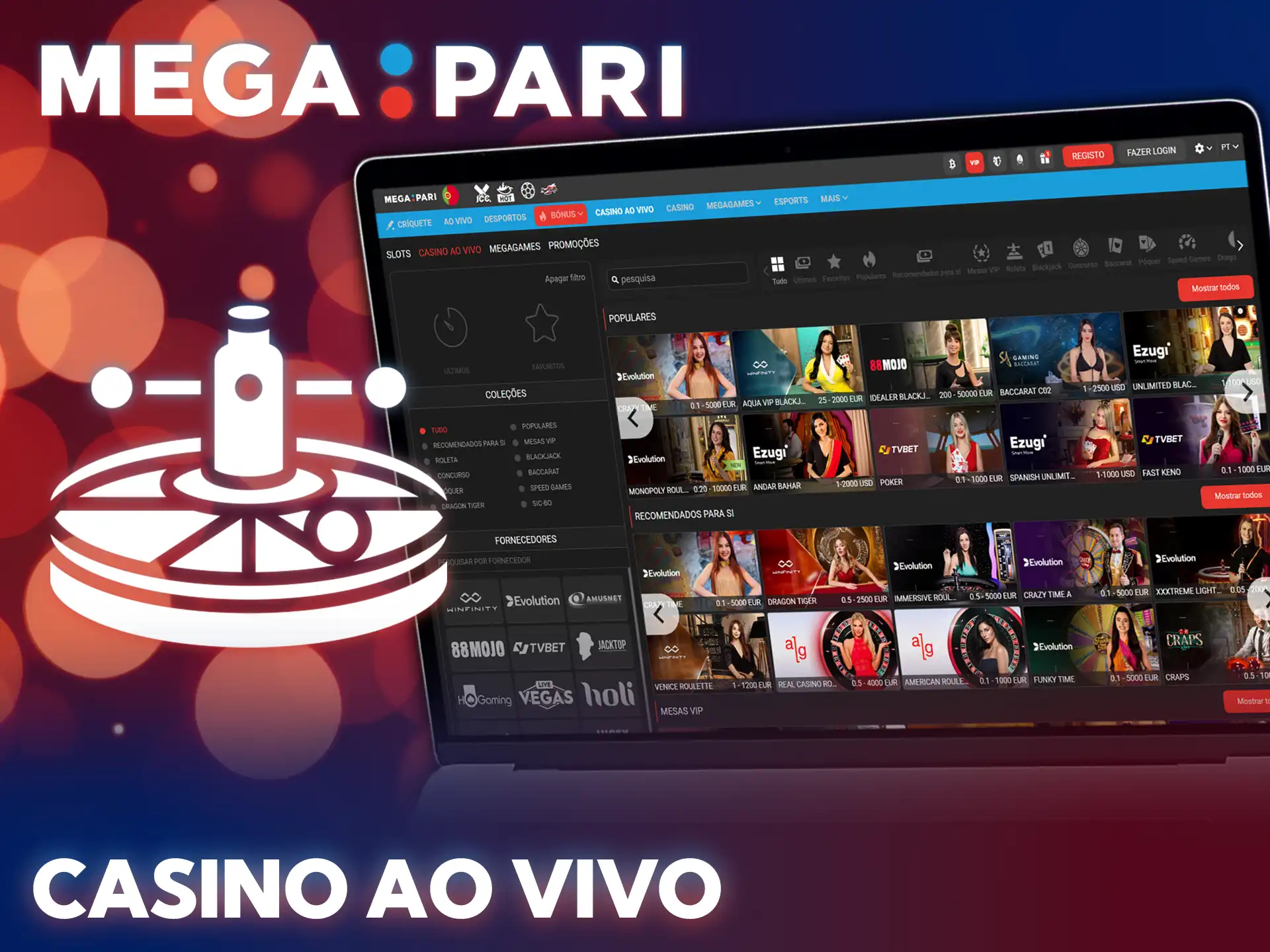 Jogue com dealers reais no incrível casino ao vivo do MegaPari.