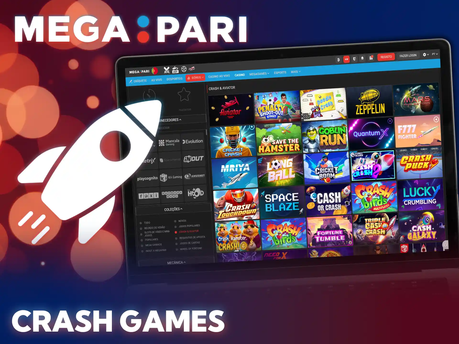 Multiplique os seus ganhos nos rápidos jogos crash do casino MegaPari.