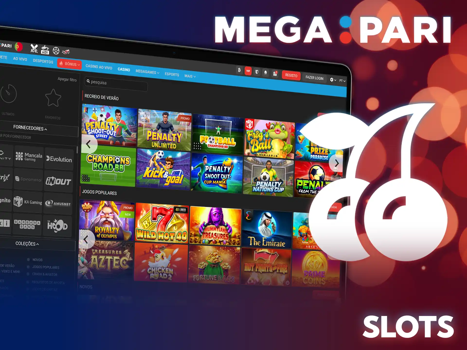 Gire os rolos das slots populares no casino online do MegaPari.