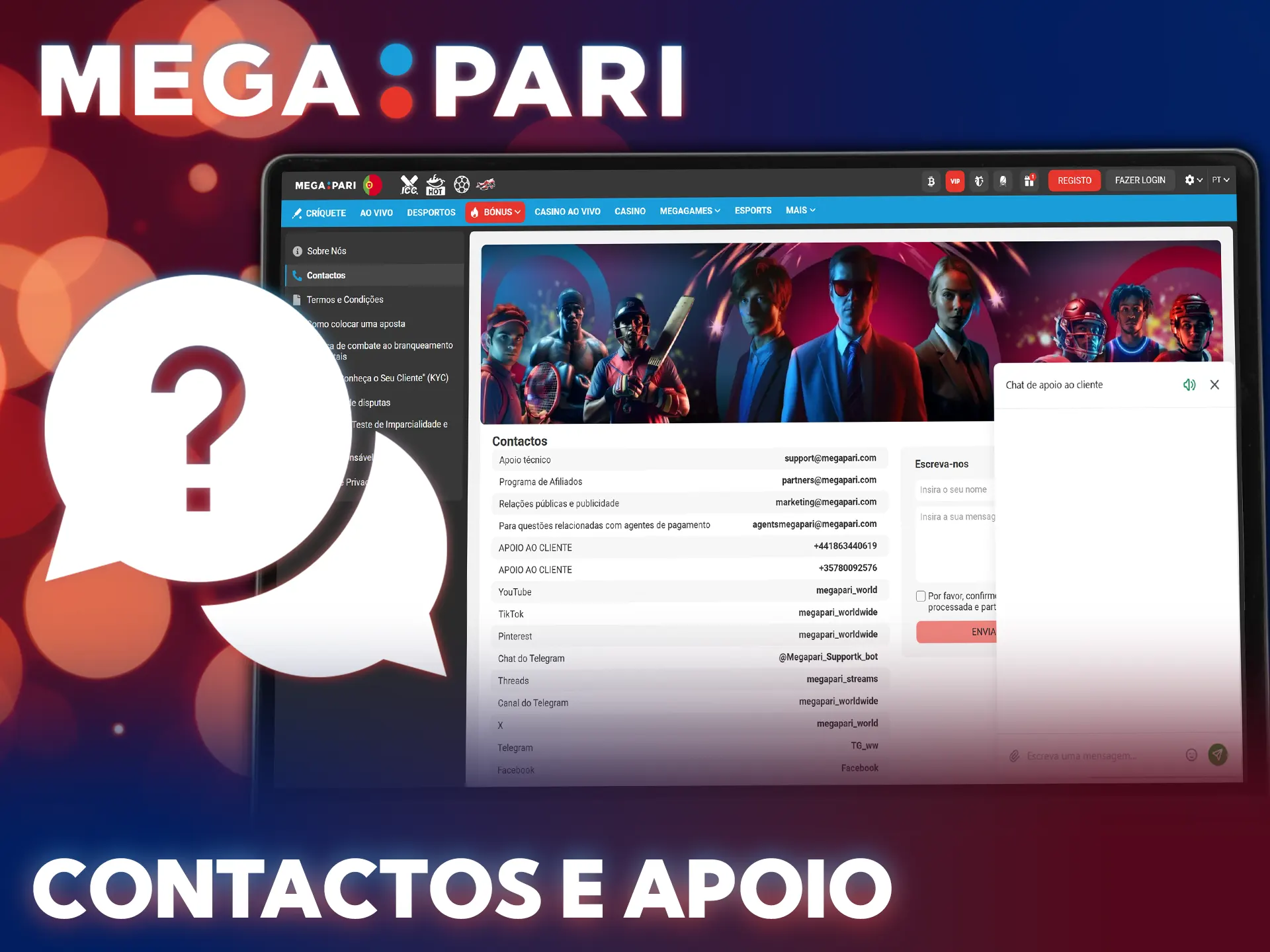 Fale com o suporte do MegaPari para resolver dúvidas sobre apostas.