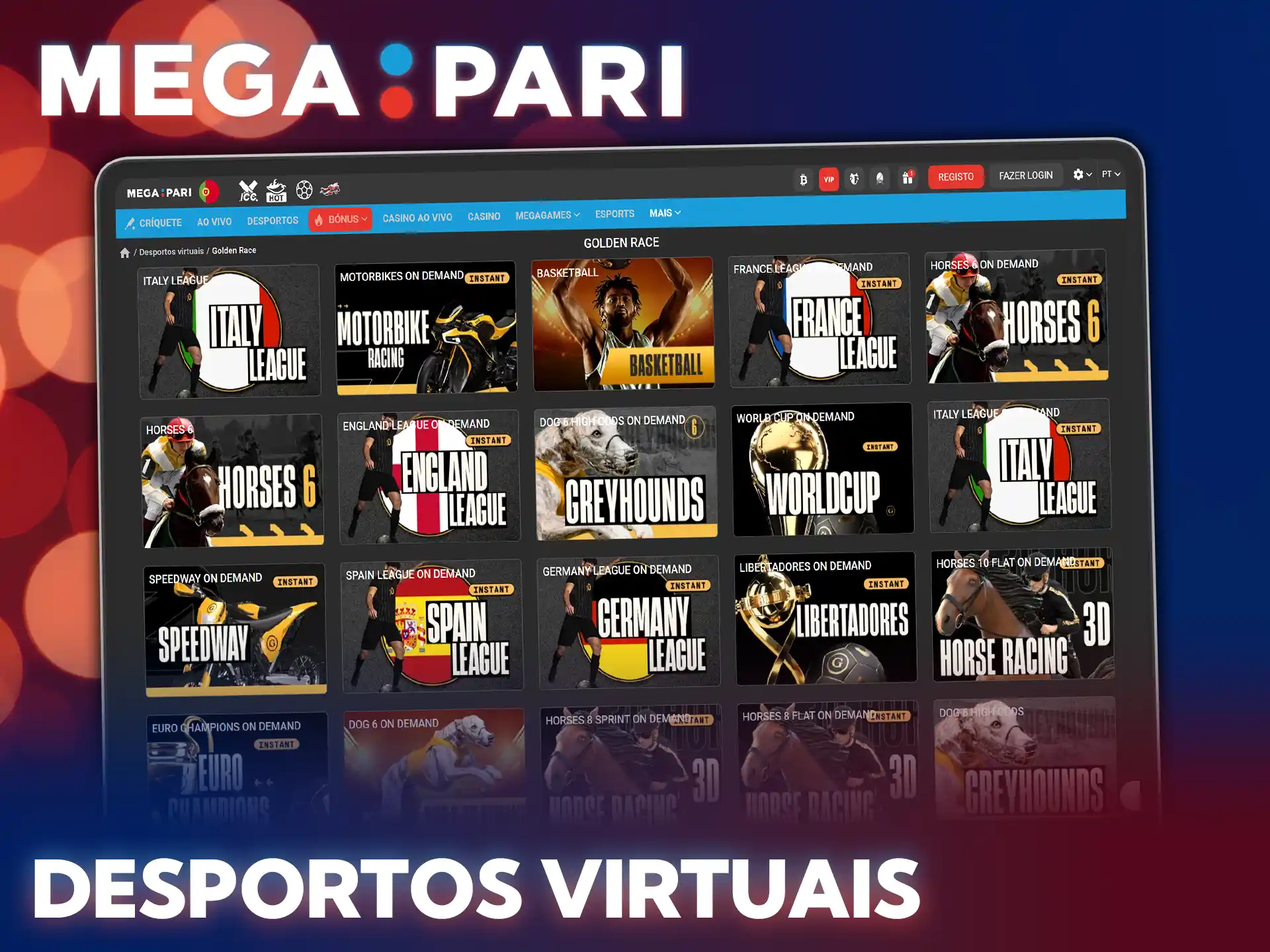 Experimente lucrar com os desportos virtuais disponíveis na plataforma MegaPari.