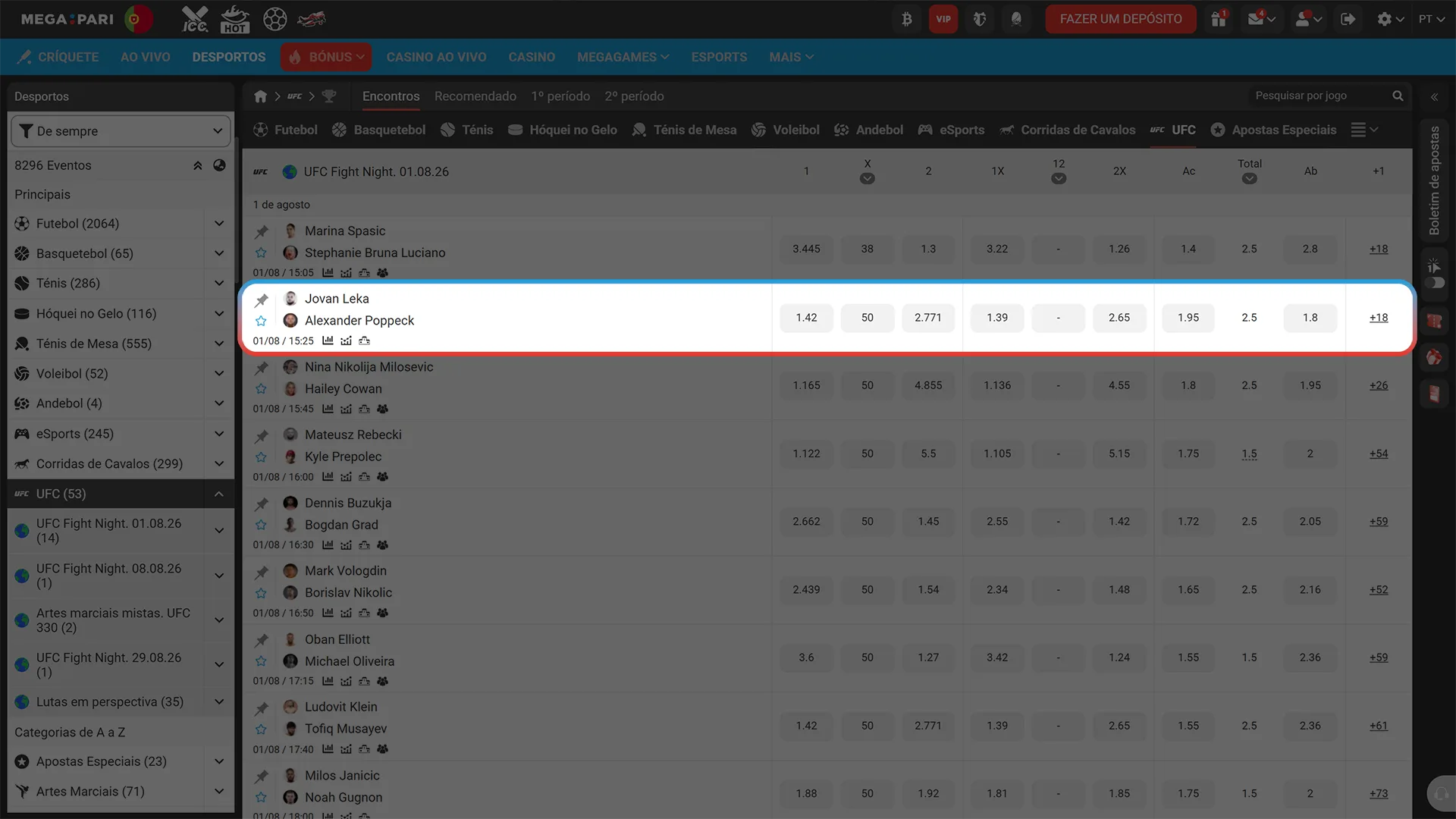 Escolha as melhores odds na MegaPari e vá apostar em MMA.