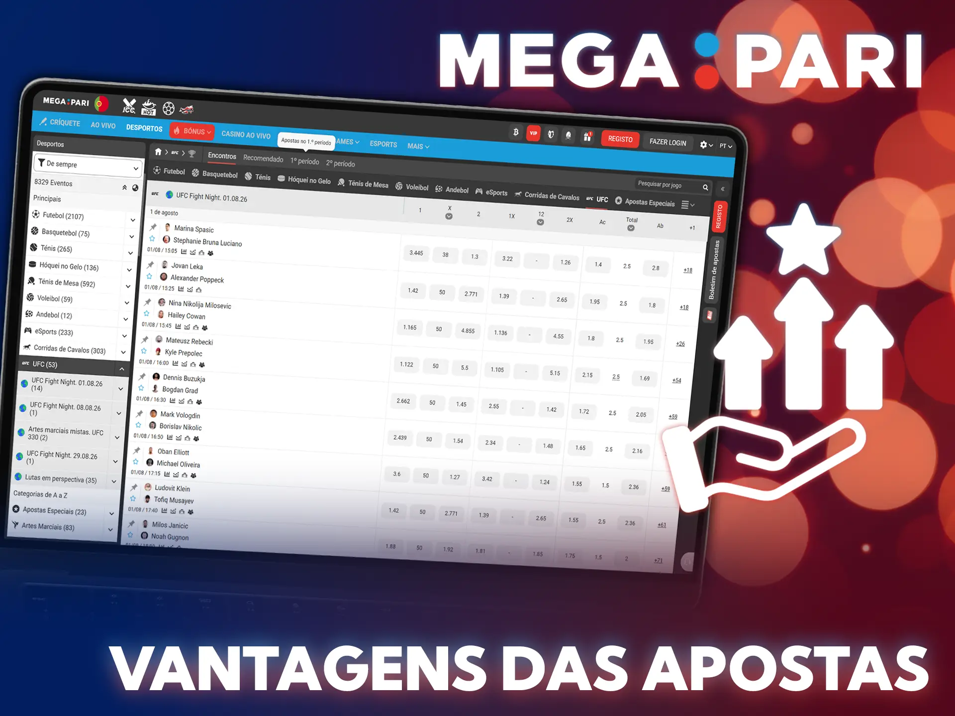 Aproveite excelentes benefícios na MegaPari ao realizar as suas apostas MMA.
