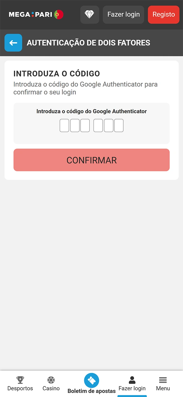 Valide o seu acesso de login do registo ativo MegaPari.