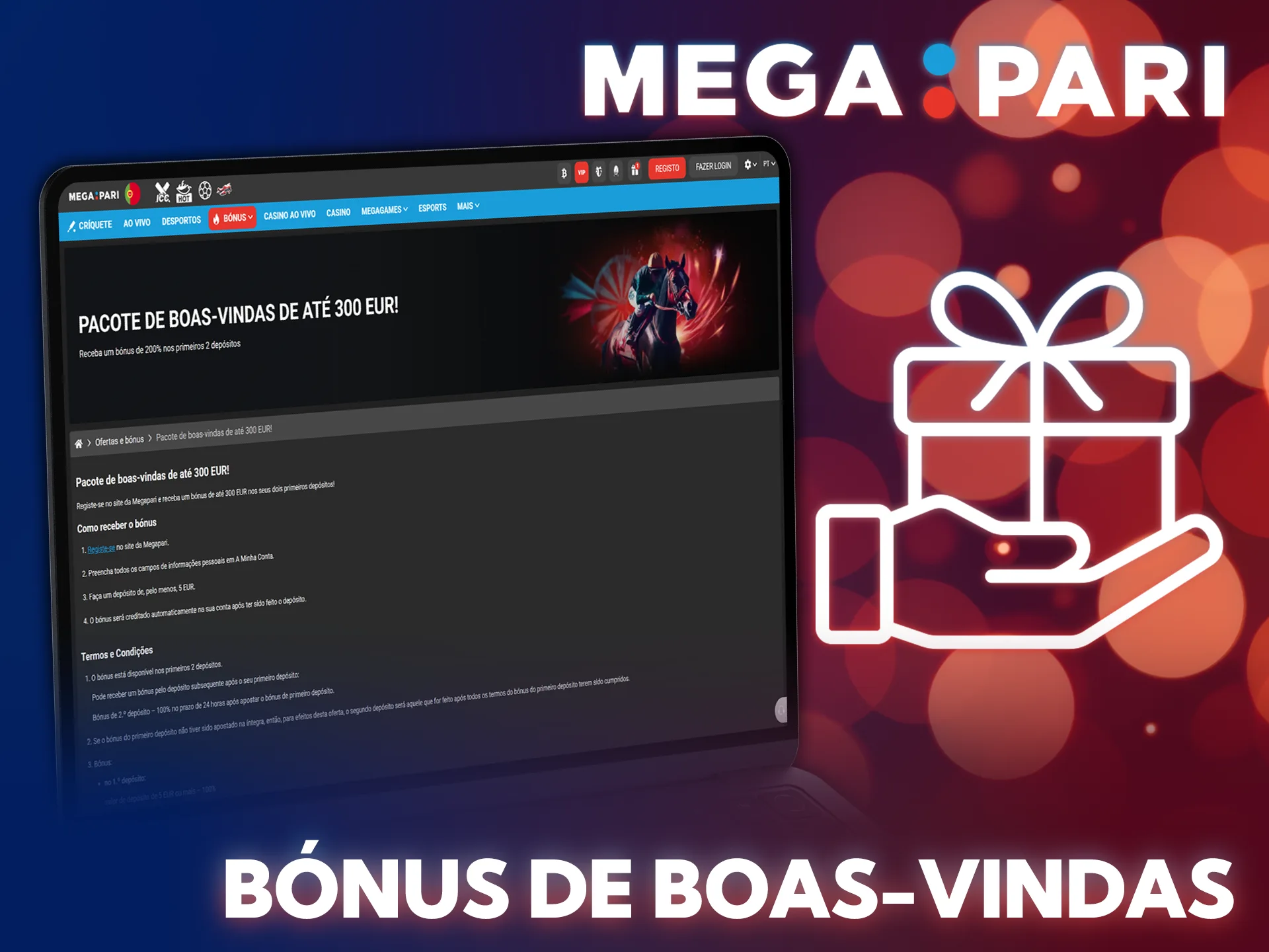 Ative o bónus inicial da MegaPari e aposte em ténis hoje.