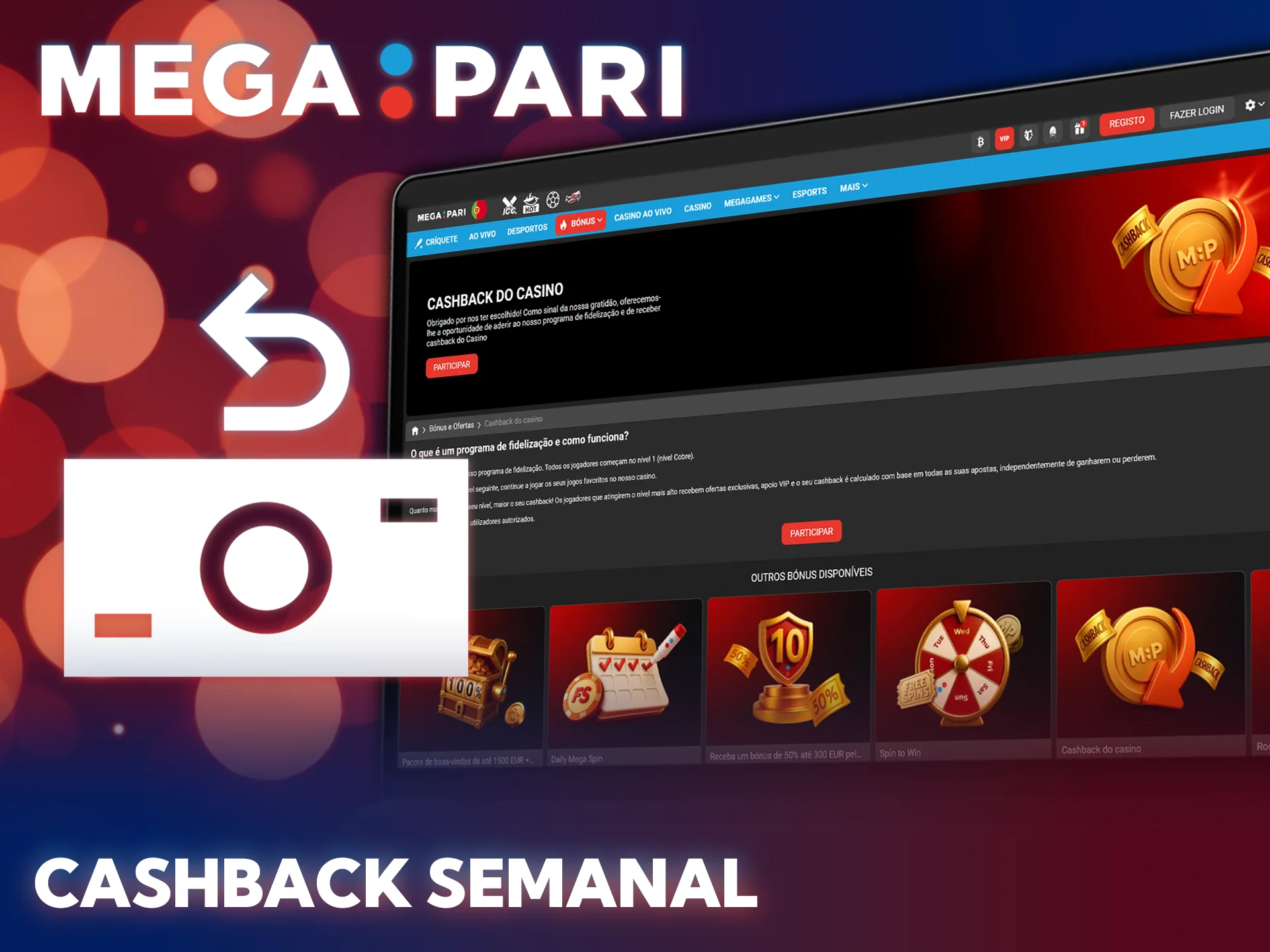 Aproveite o bónus de cashback semanal no casino da MegaPari.