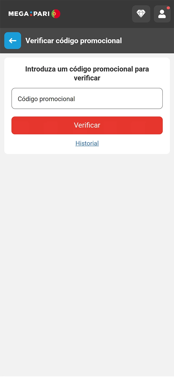 Insira o código promocional na MegaPari para receber este bónus.