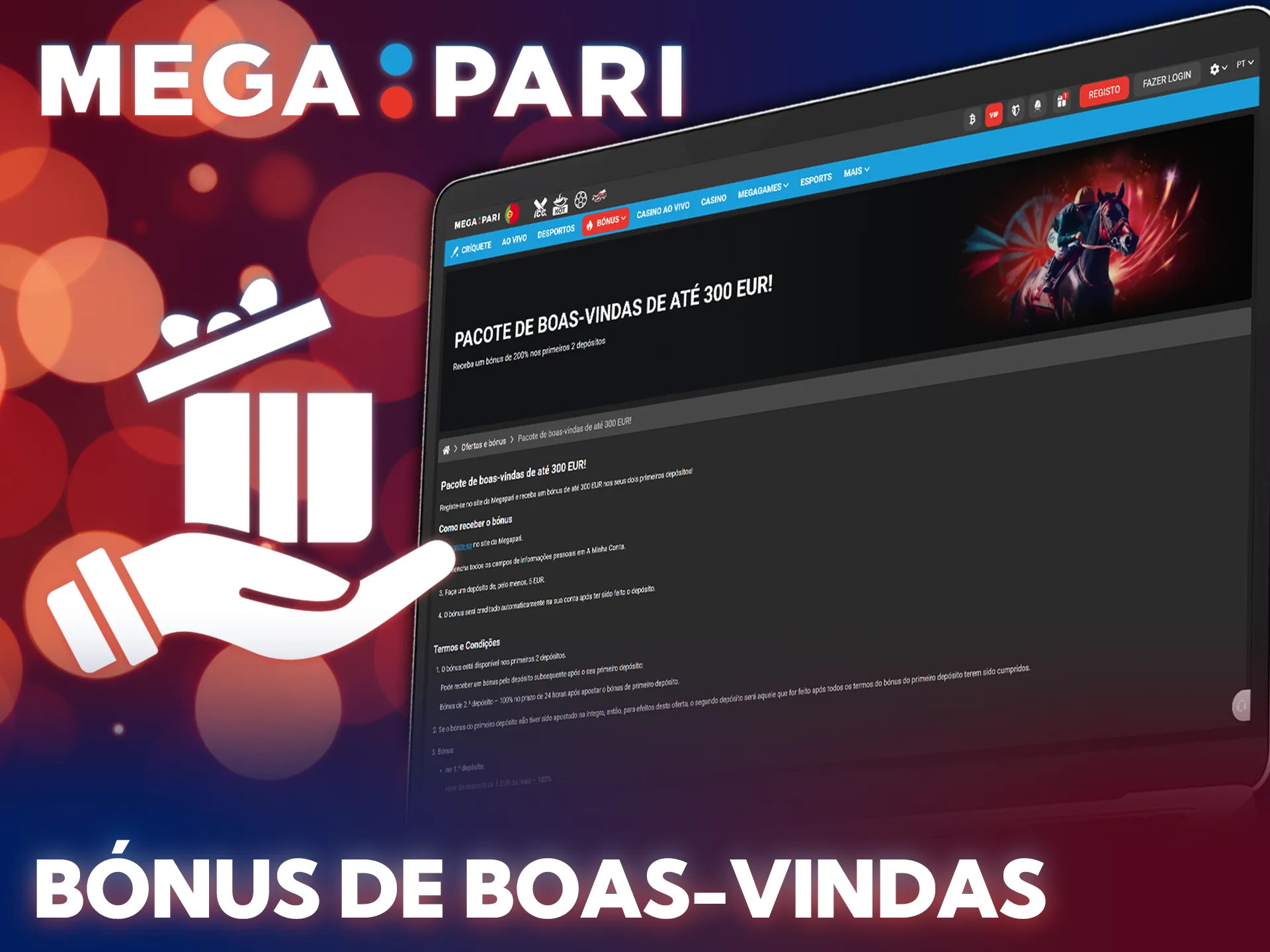 Registe-se na MegaPari para obter um bónus de apostas desportivas.