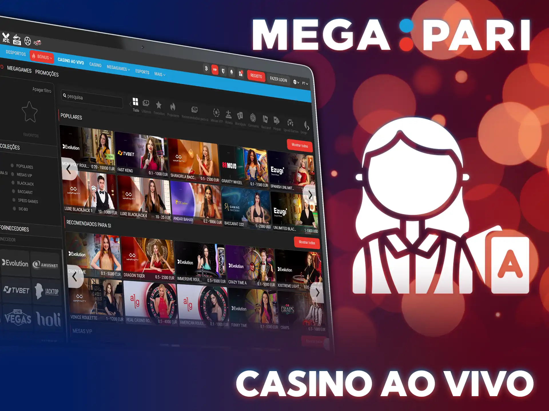 Sinta a emoção dos dealers reais no casino MegaPari agora mesmo.