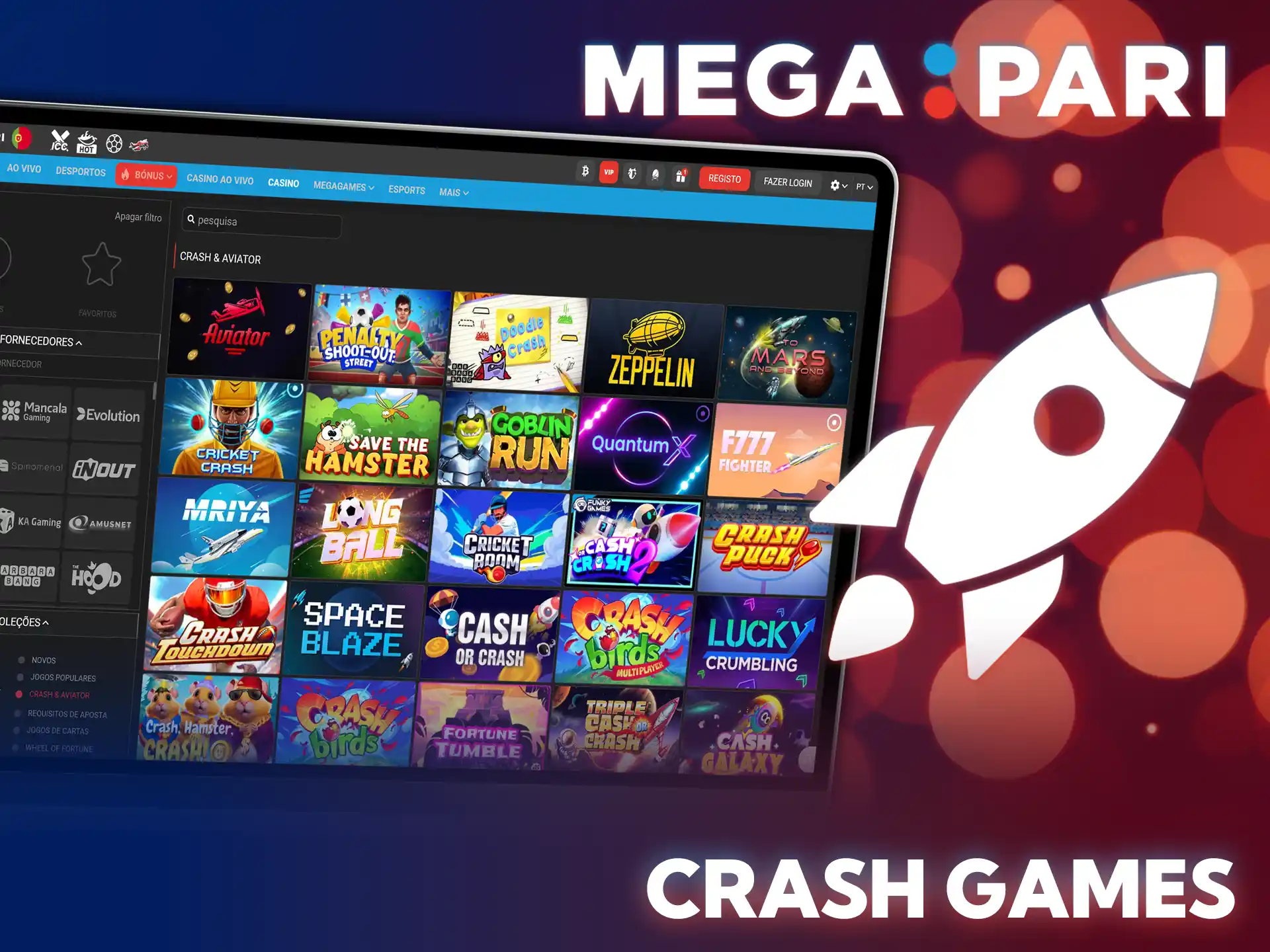 Multiplique os lucros nestes rápidos jogos Crash Games no casino MegaPari.
