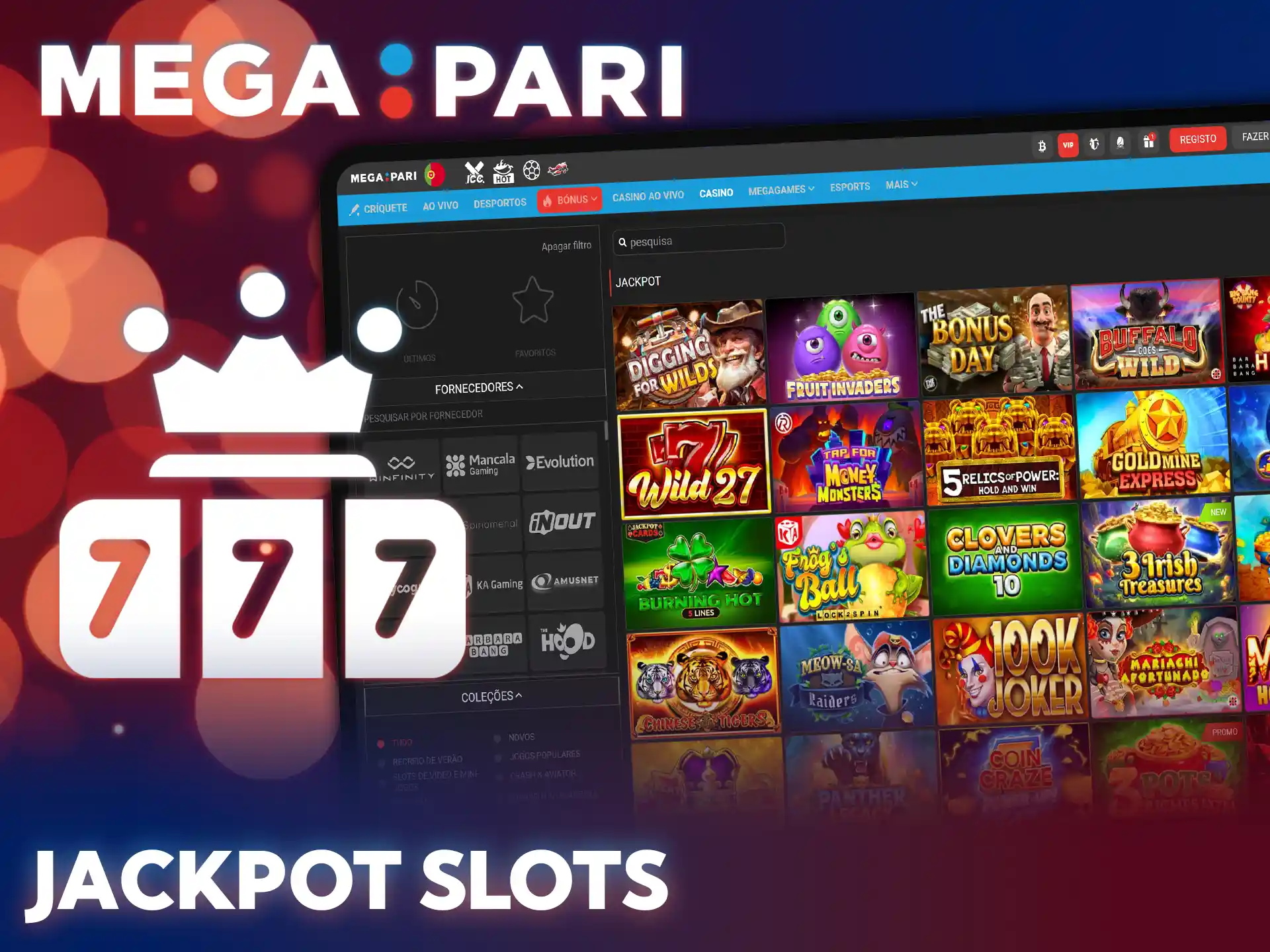 Persiga enormes lucros nestes jogos com jackpot no casino MegaPari.