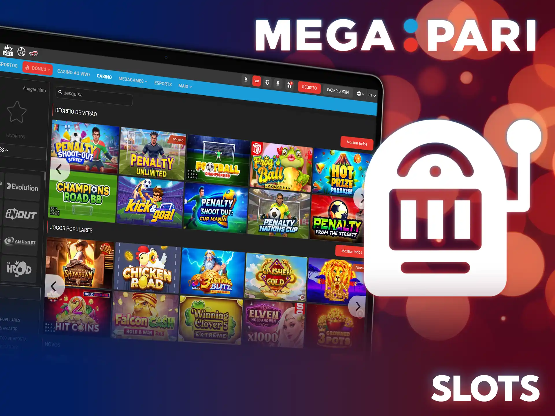 Gire os rolos nestes emocionantes jogos de casino no MegaPari.