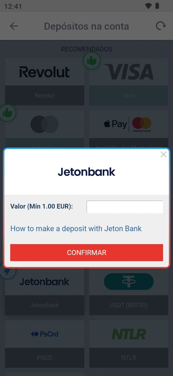 Finalize o pagamento na app MegaPari resgatando o código promocional.