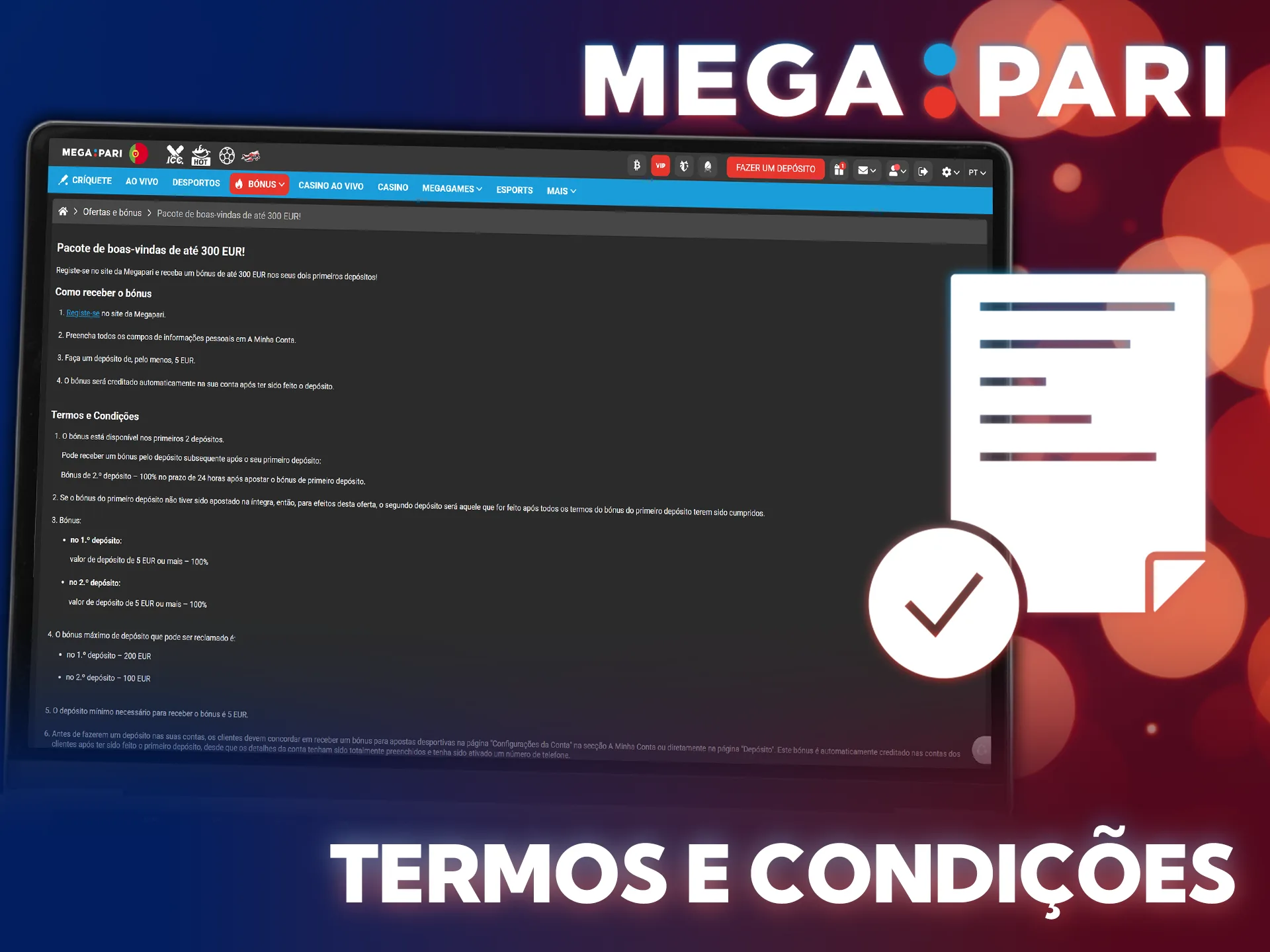 Leia as regras do código promocional MegaPari e ganhe recompensas.