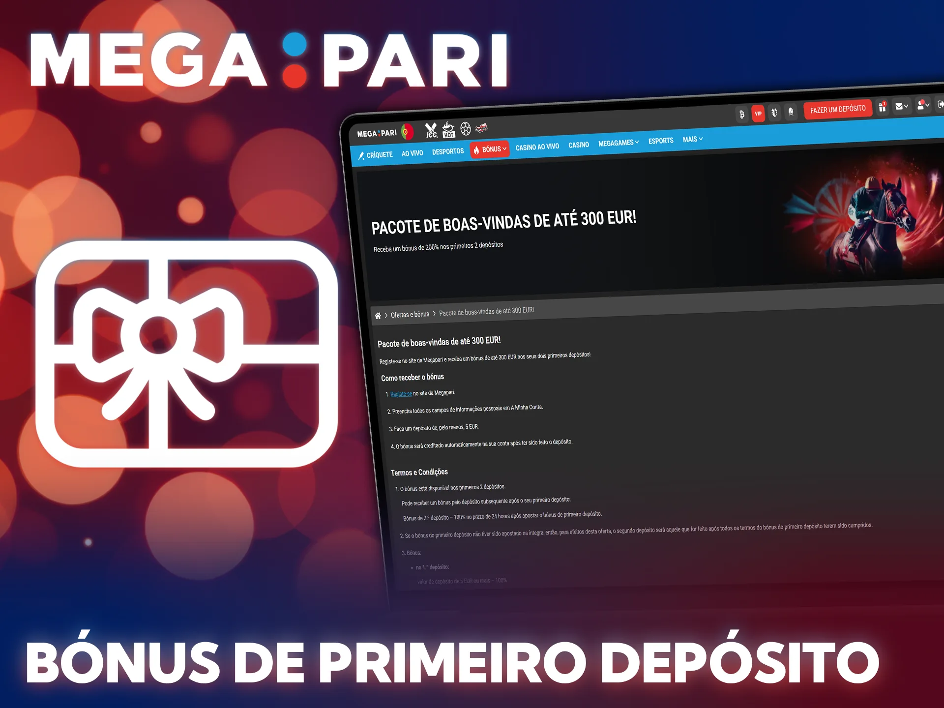 Receba recompensas valiosas ao realizar o seu primeiro depósito na MegaPari.