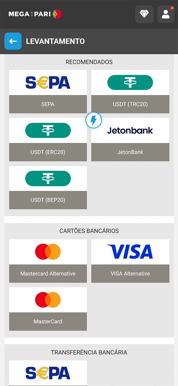 Visite as finanças para solicitar o levantamento de dinheiro na MegaPari.