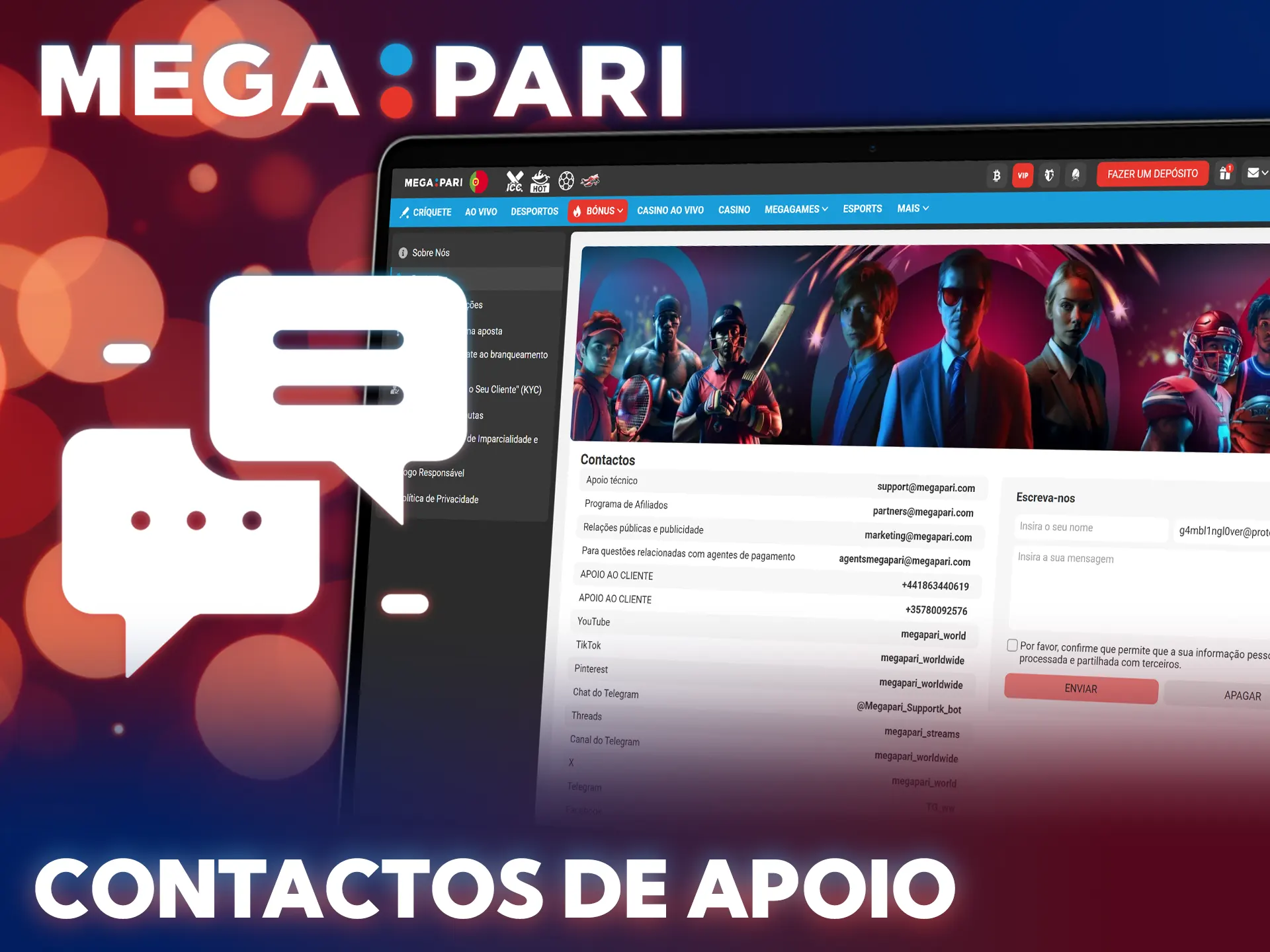Contacte o suporte MegaPari para esclarecer dúvidas sobre métodos de pagamento.
