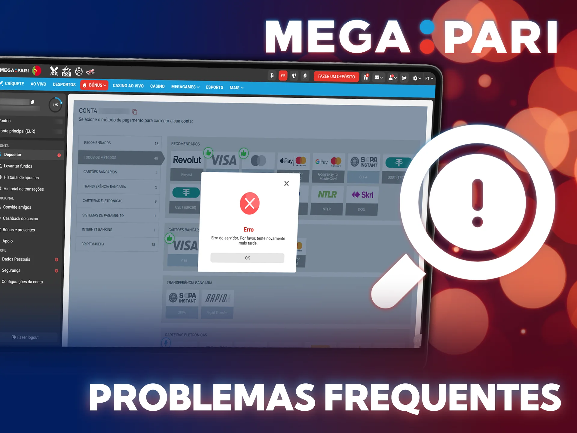 Resolva falhas comuns relacionadas aos métodos de pagamento na MegaPari rapidamente.