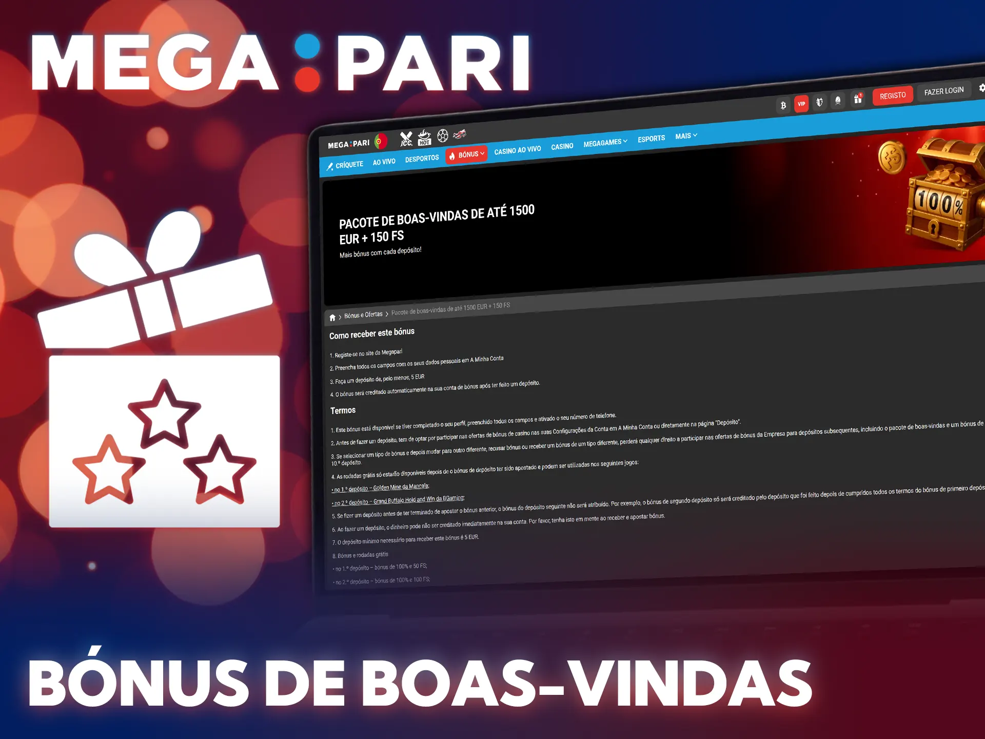 Reivindique o seu bónus de boas-vindas para jogar slots na MegaPari.
