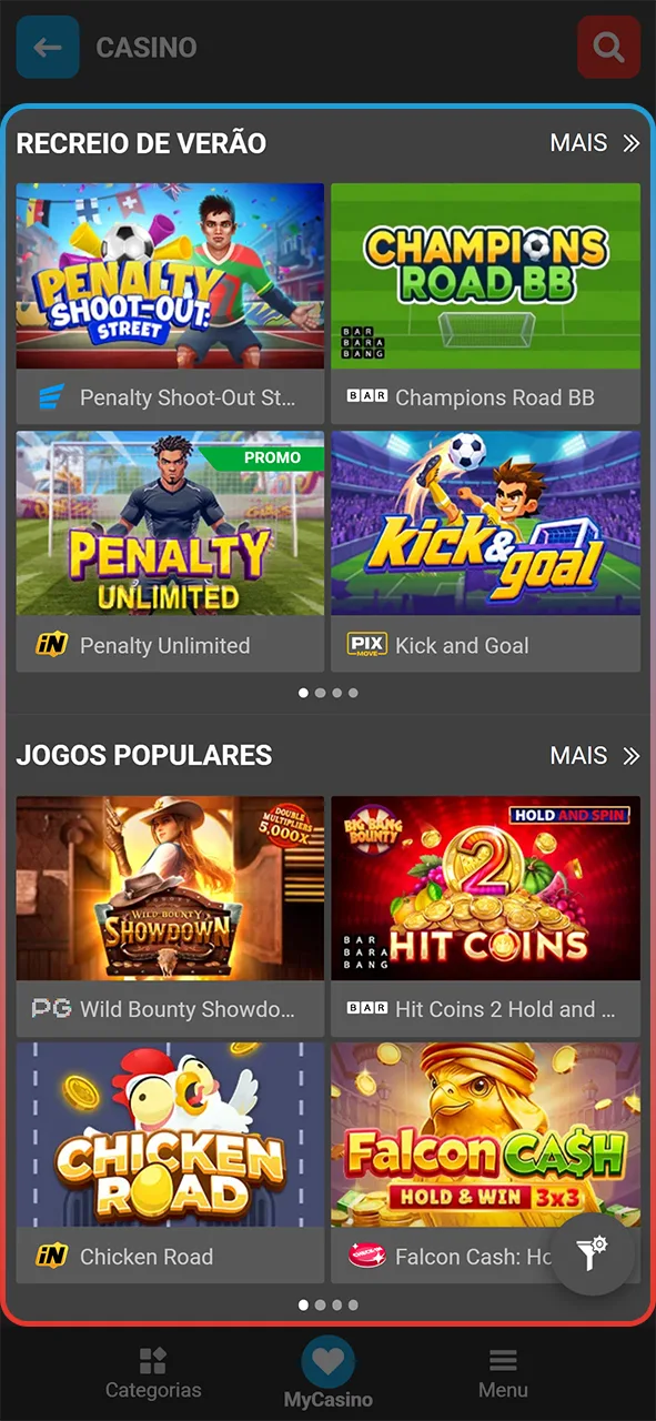 Ajuste a sua aposta na MegaPari para jogar slots agora.