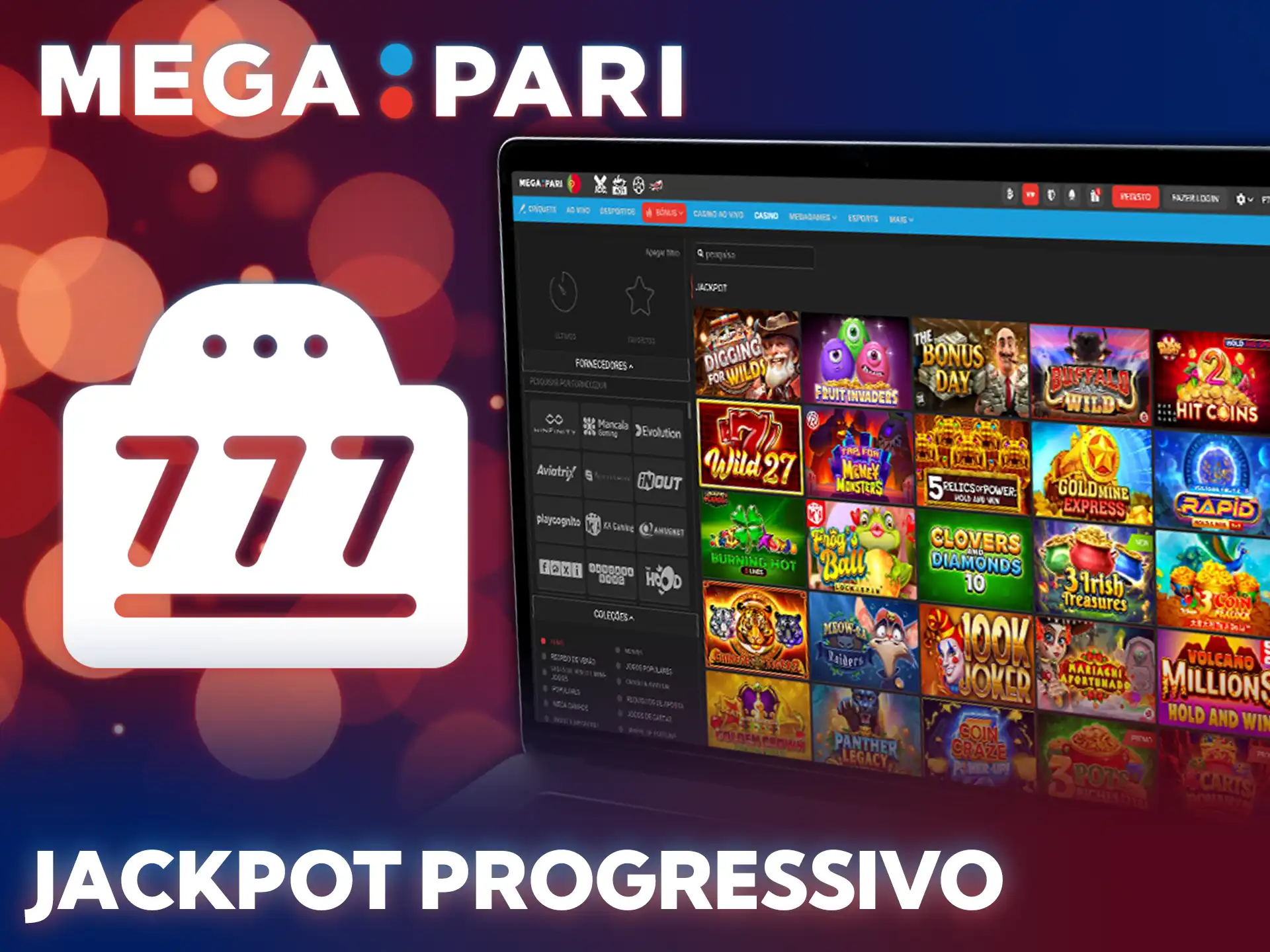 Tente a sua sorte nas slots com jackpot progressivo da MegaPari.
