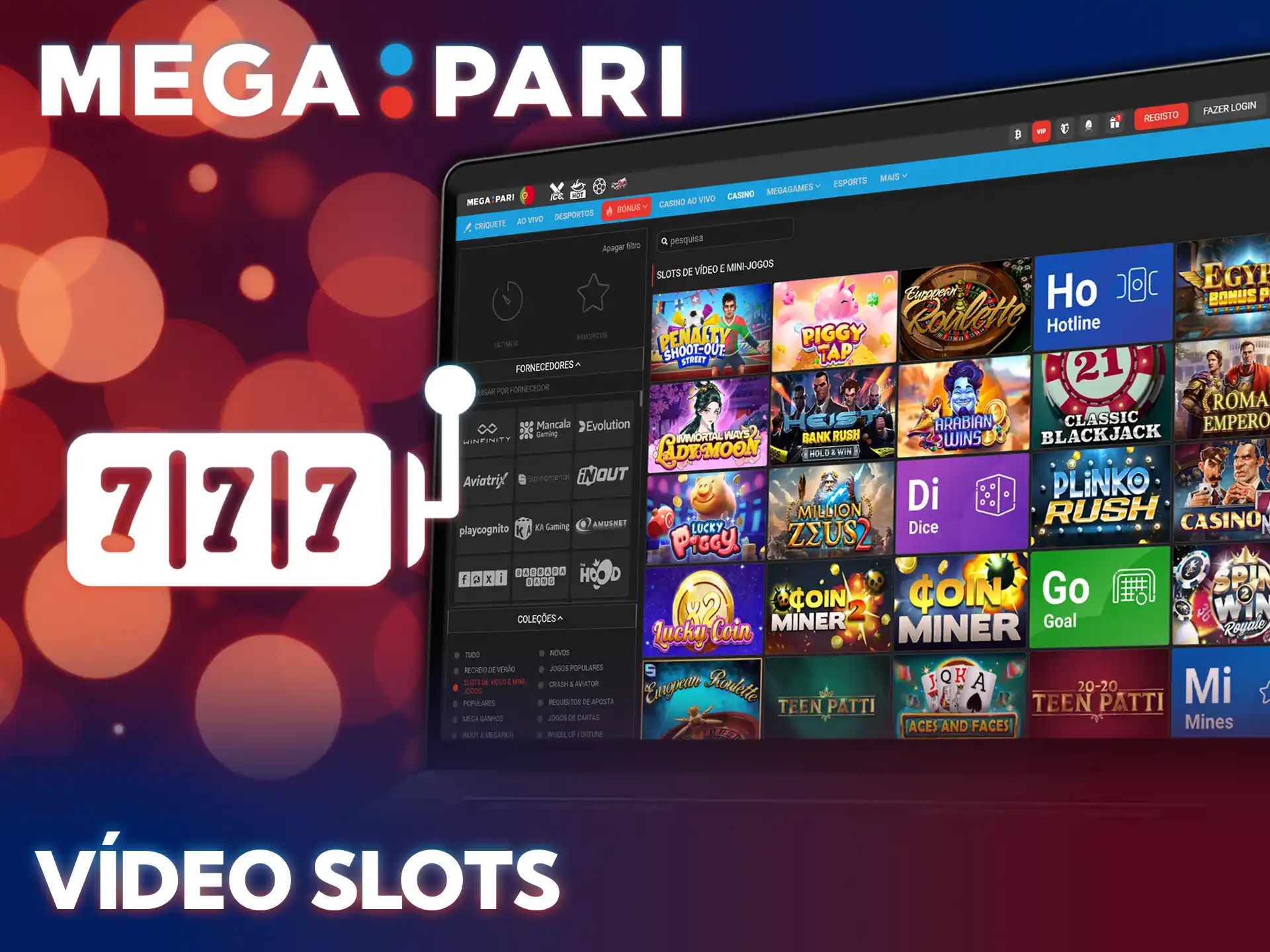 Experimente as divertidas vídeo slots da MegaPari com gráficos de qualidade.