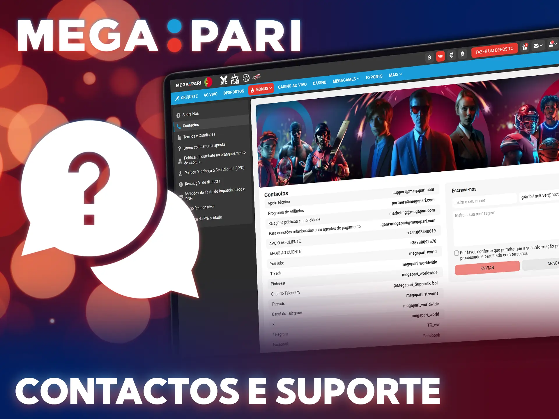 Leia sobre nós, contate o suporte e comece a lucrar na MegaPari.